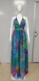 Long skirt digital printing fashion style large swing dress women's clothing