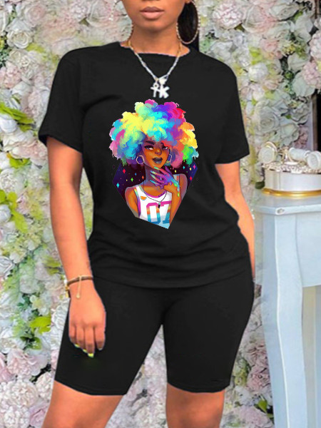 Cropped Printed Casual Tracksuit