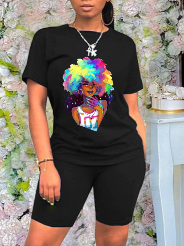 Cropped Printed Casual Tracksuit