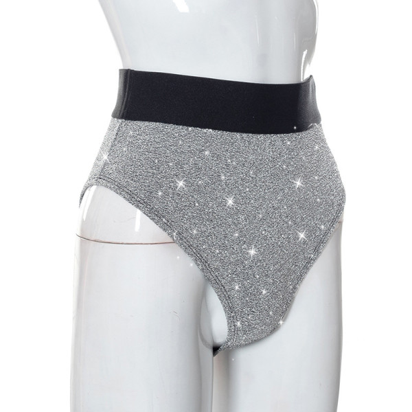 Solid color sexy bright silk high waist seamless triangle shorts