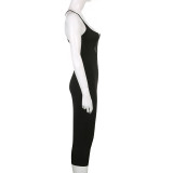 Basic mesh see-through sexy mid-length suspender dress