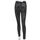 Sexy Tight Breathable Perspective Hollow Hole Pants