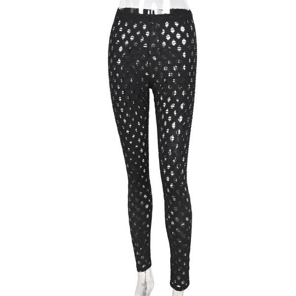 Sexy Tight Breathable Perspective Hollow Hole Pants