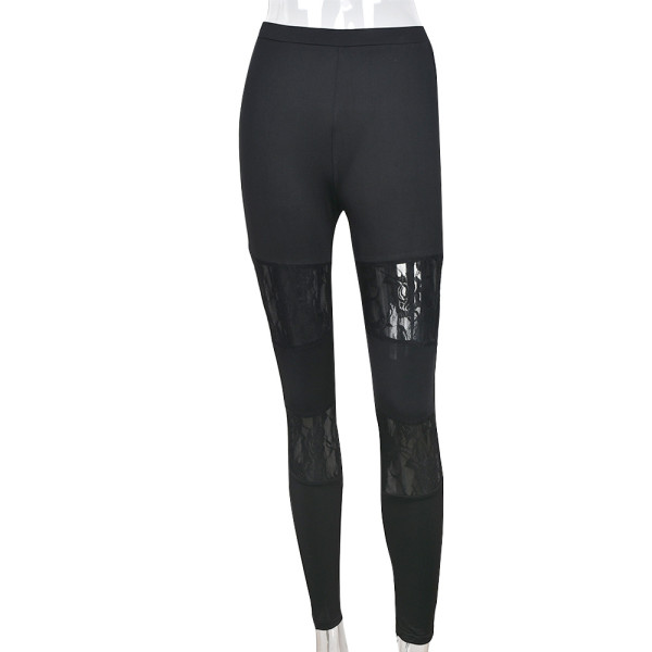 lace panel sheer trousers leggings