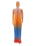 Ombre Pleated Maxi Dress