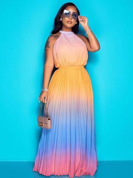 Ombre Pleated Maxi Dress