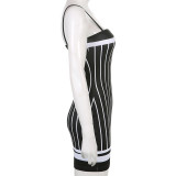 Fashion Women's Striped Contrast Tight Hip Wrap Dress