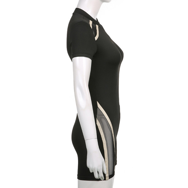 Fashion sports style women's mesh stitching sexy slim body shorts women