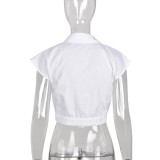 cut-out open-waisted collar loose shirt