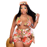Plus Size Women's Bikini Beach Shorts Ruffled Two Piece