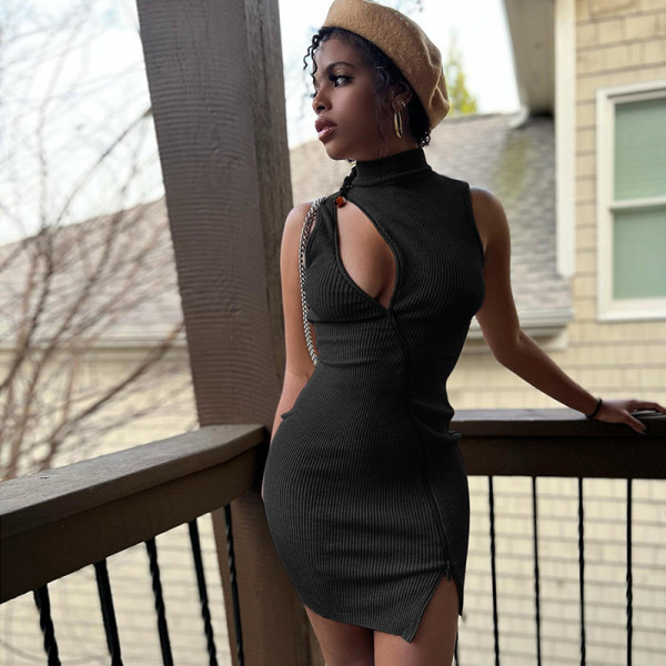 Fashion Street Trendy Sexy Hollow Slim Pack Hip Dress