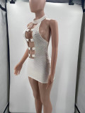Pineapple Cloth Tie Cutout Sexy Dress