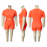 Plus Size Thread Gathered Athleisure Two Piece