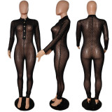 Flocking mesh fashion women's all-in-one pants