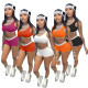 Elastic solid color sports two-piece suit