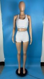 Elastic solid color sports two-piece suit