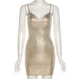 Women's nightclub fashion suspenders low-cut sexy slim hip dress