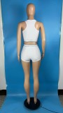 Elastic solid color sports two-piece suit