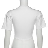 Women's Fashion Letter Embroidery Sexy Navel Tight Street Shooting Lace-Up Cardigan Top