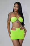 Camisole Self Lace Up Closure High Waist Skirt Suit