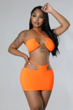 Camisole Self Lace Up Closure High Waist Skirt Suit