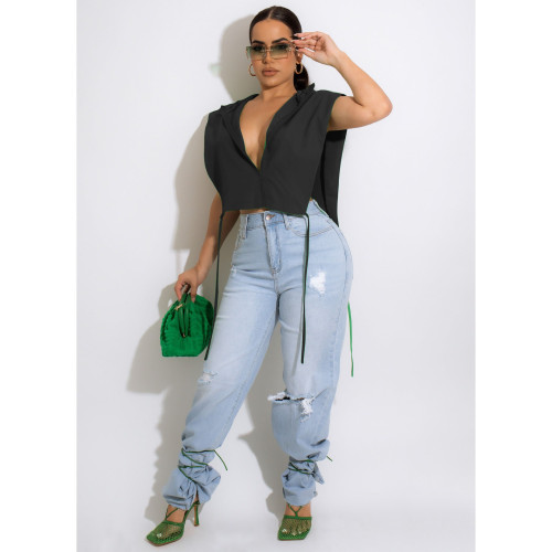 Casual sexy hooded top