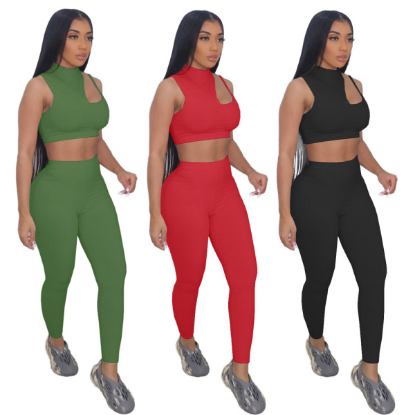 Sexy one-shoulder suspender trousers two-piece set