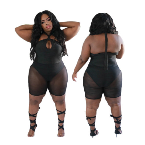 Fashion thin sports black casual fashion temperament commuter mesh perspective solid color suit