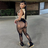 Sexy Mesh Perspective Hollow Hole High Waist Skinny Long Casual Pants