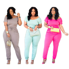Elastic Slip-Neck Moisture-wicking Seamless Jumpsuit with Pockets