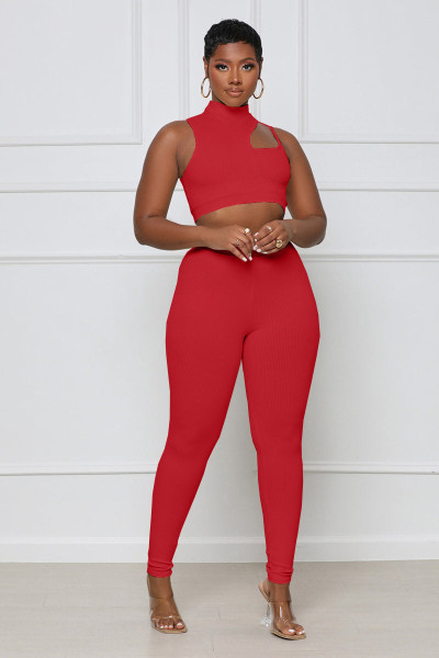 Sexy one-shoulder suspender trousers two-piece set