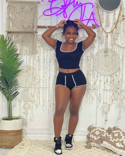 Sexy Fashion Casual Solid Color Two Piece Set