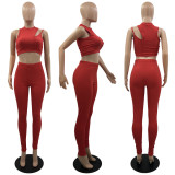 Sexy one-shoulder suspender trousers two-piece set