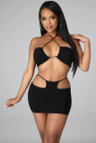 Camisole Self Lace Up Closure High Waist Skirt Suit