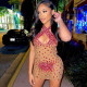 Nightclub fashion halter neck open back mesh contrast color hot diamond sexy package hip dress