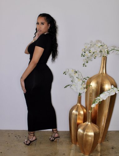 New Fashion Solid Color Burnout Hollow Dress