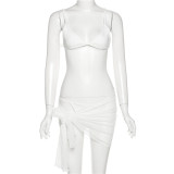 Women's Sexy Solid Color Low Cut Camisole Thong Bikini Suit Women