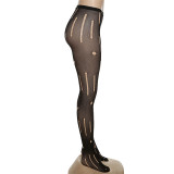 Sexy Mesh Perspective Hollow Hole High Waist Skinny Long Casual Pants