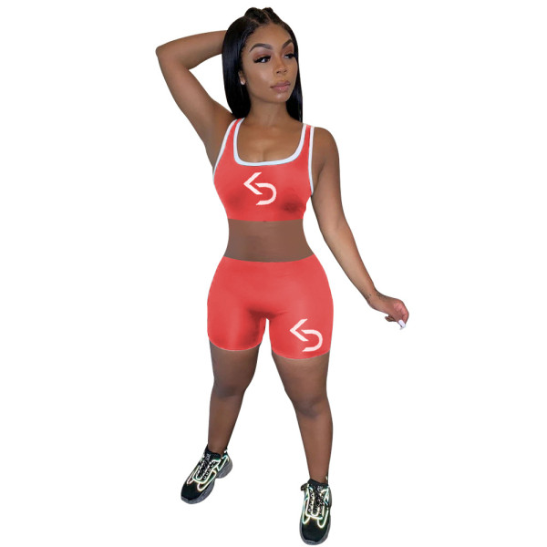 Fashion Sexy Sports Print Tank Top Shorts Set
