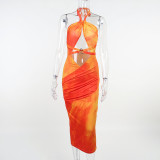 Sexy Beach Vacation Stranded Long Skirt Temperament Halter Tube Top Dress Women