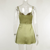 Elegant light mature woman low-cut suspender dress temperament evening dress strap dress