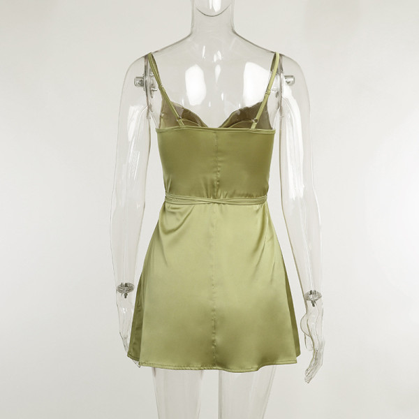 Elegant light mature woman low-cut suspender dress temperament evening dress strap dress
