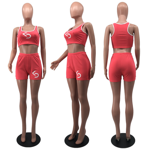 Fashion Sexy Sports Print Tank Top Shorts Set