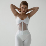 Slim-fit corset sexy mesh see-through stitching suspenders