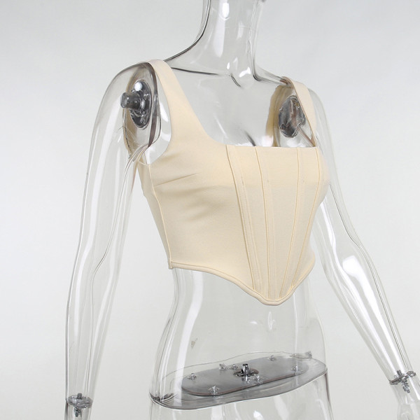 Ladies elegant sexy vest temperament slim square neck solid color corset waist corset