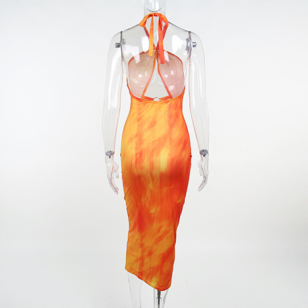 Sexy Beach Vacation Stranded Long Skirt Temperament Halter Tube Top Dress Women