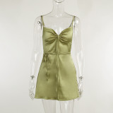 Elegant light mature woman low-cut suspender dress temperament evening dress strap dress
