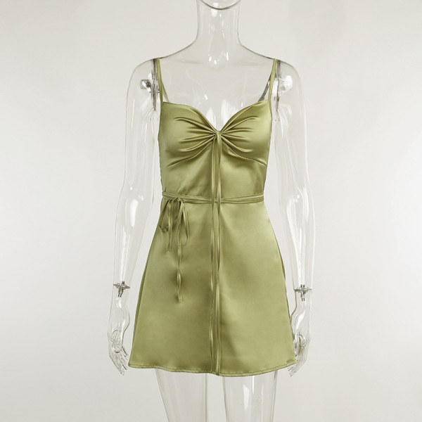Elegant light mature woman low-cut suspender dress temperament evening dress strap dress