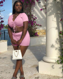 Sexy solid color deep V lace suit two-piece suit