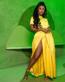 Solid Color Pleated Skirt Slit Loose Two Piece Set